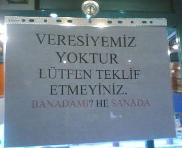 veresiye yoktur yazısı